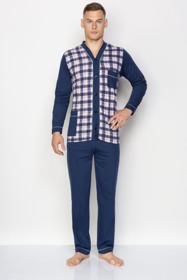 PIŻAMA MĘSKA ROZPINANA PLISA GRANAT (M- 8XL) S164-3XL176