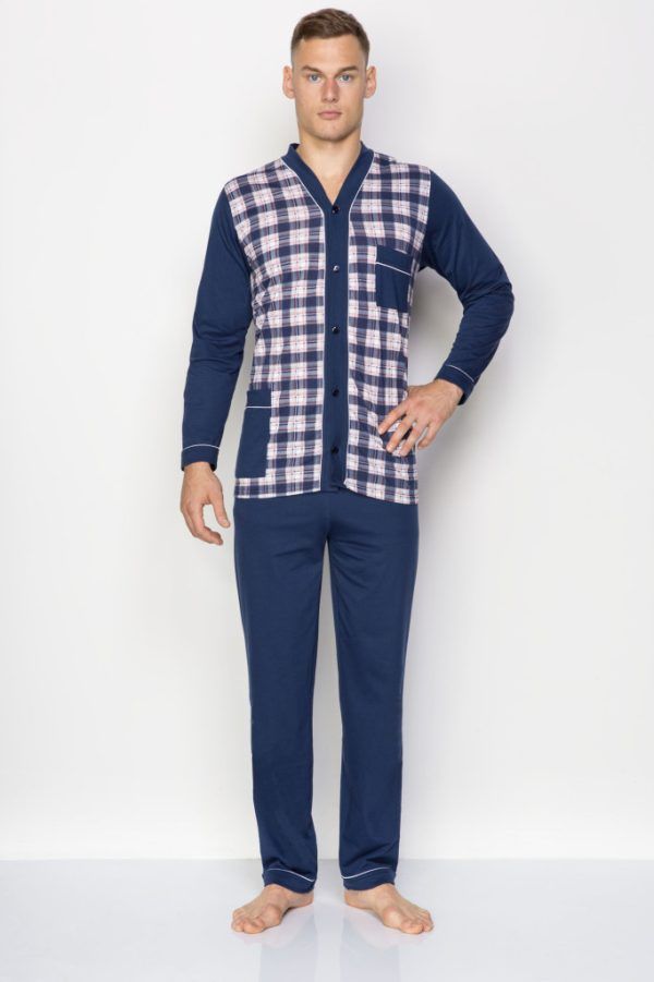 PIŻAMA MĘSKA ROZPINANA PLISA GRANAT (M- 8XL) 8XL188