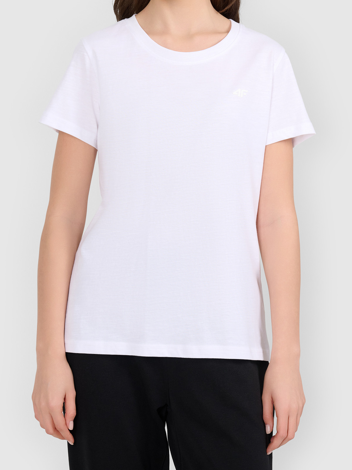 Koszulka t-shirt bawełniany damski biały 4F : Kolor - Biały, Rozmiar odzieży - 2XL