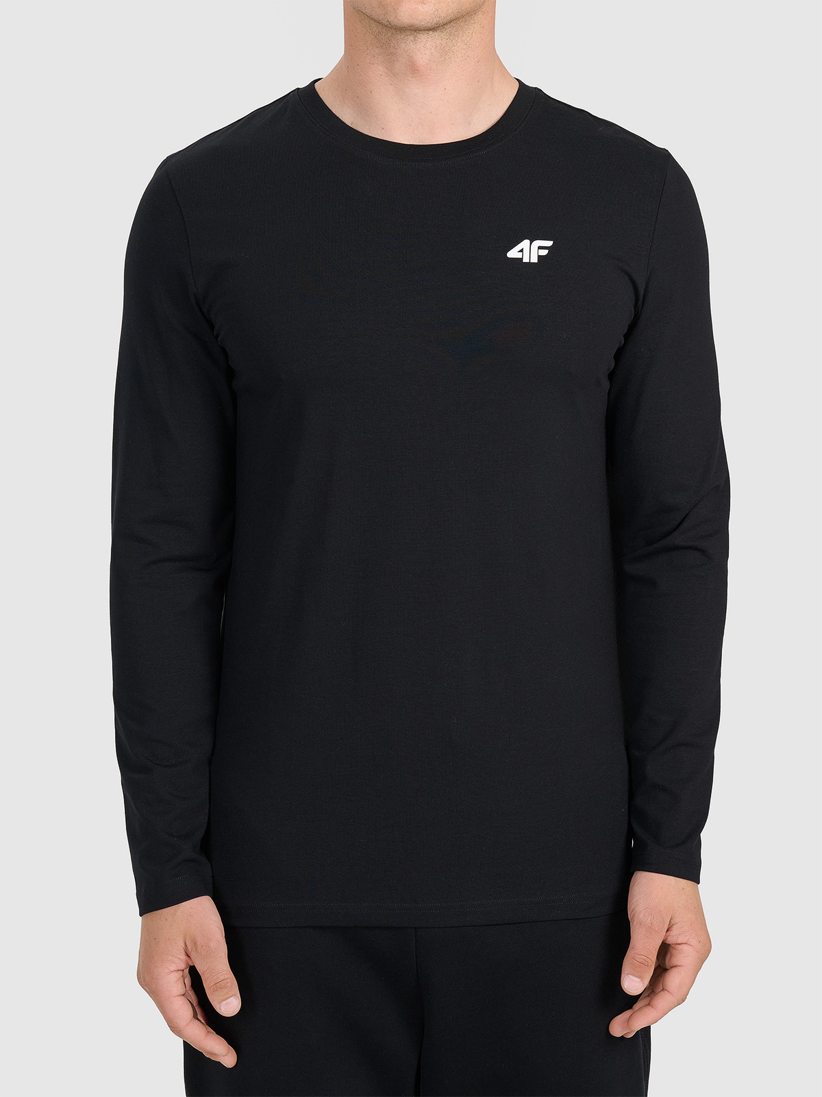 Longsleeve koszulka bawełniana z długim rękawem męska czarny 4F : Kolor - Czarny, Rozmiar odzieży - M