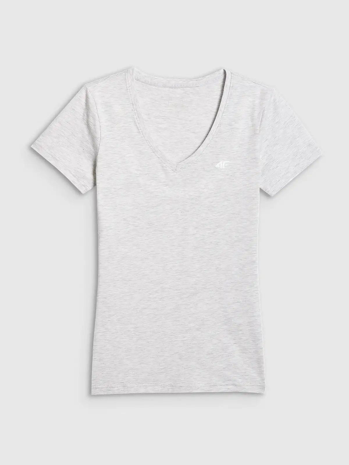Koszulka t-shirt damska gładka slim szara 4F : Kolor - Szary, Rozmiar odzieży - 3XL