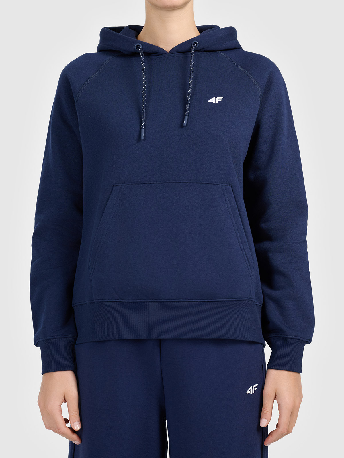 Bluza damska z kapturem nierozpinana granatowa 4F : Kolor - Granatowy, Rozmiar odzieży - S