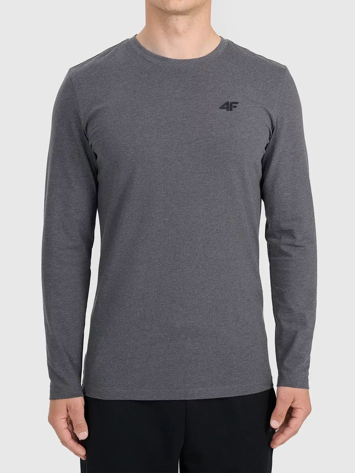 Longsleeve koszulka bawełniana z długim rękawem męska szara 4F : Kolor - Szary, Rozmiar odzieży - 3XL