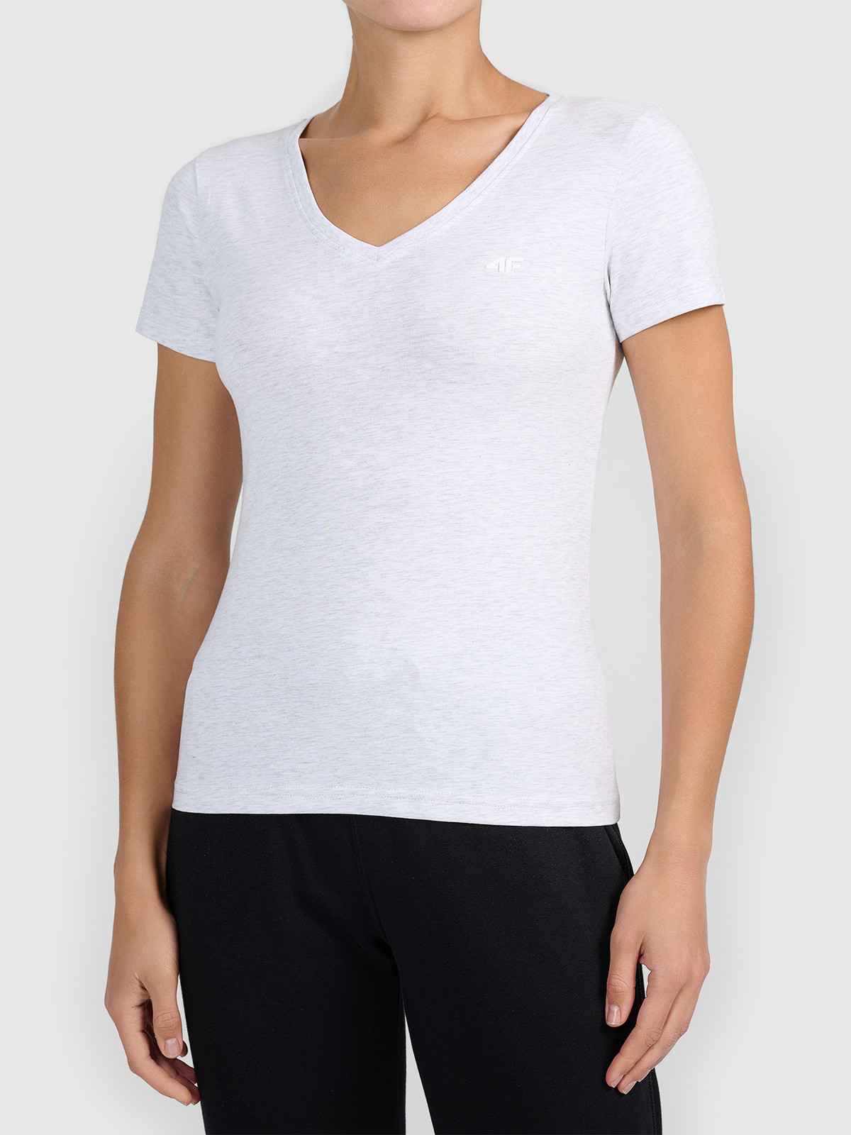 Koszulka t-shirt damska gładka slim szara 4F : Kolor - Szary, Rozmiar odzieży - L