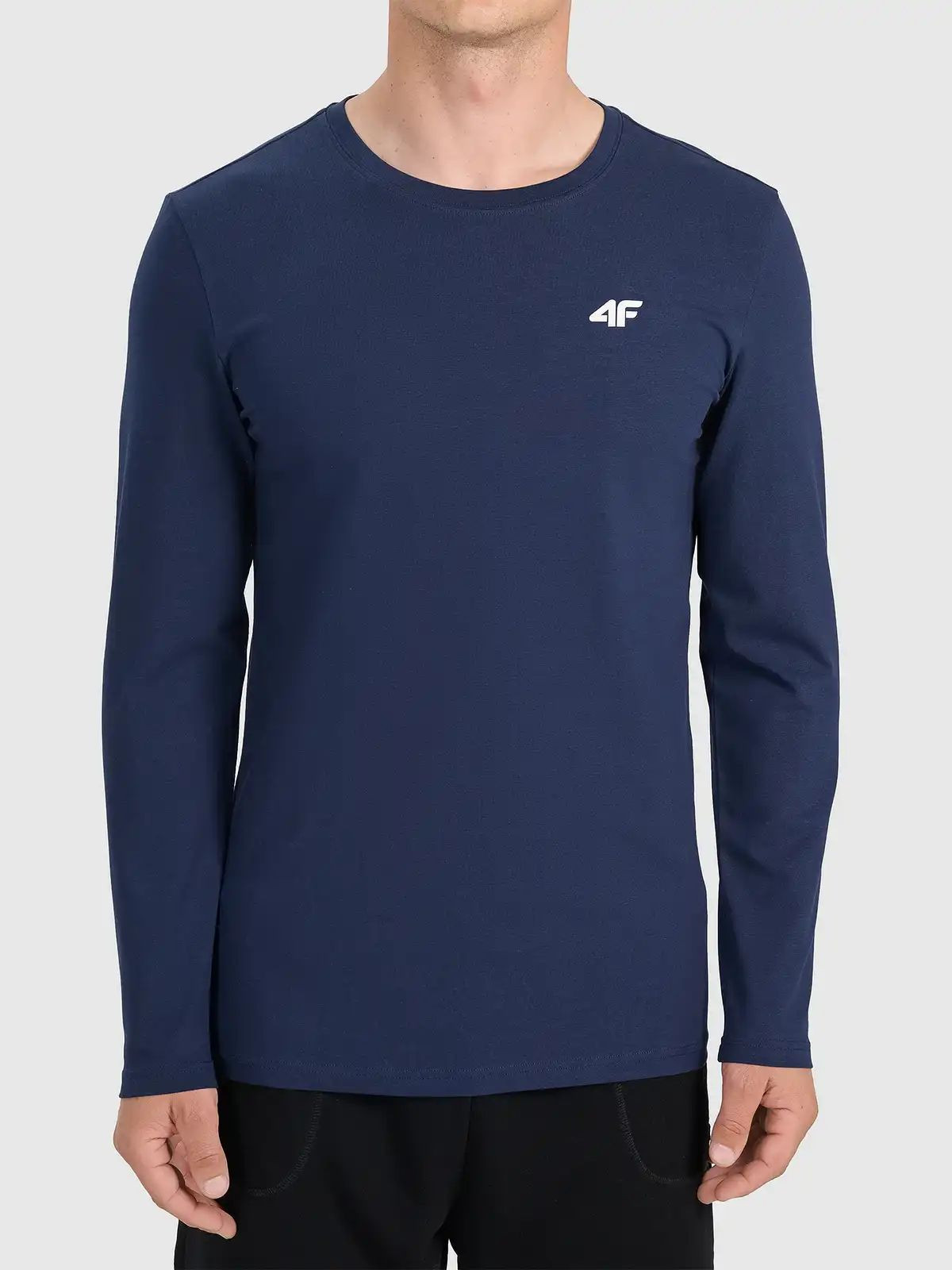 Longsleeve koszulka bawełniana z długim rękawem męska granatowy 4F : Kolor - Granatowy, Rozmiar odzieży - M