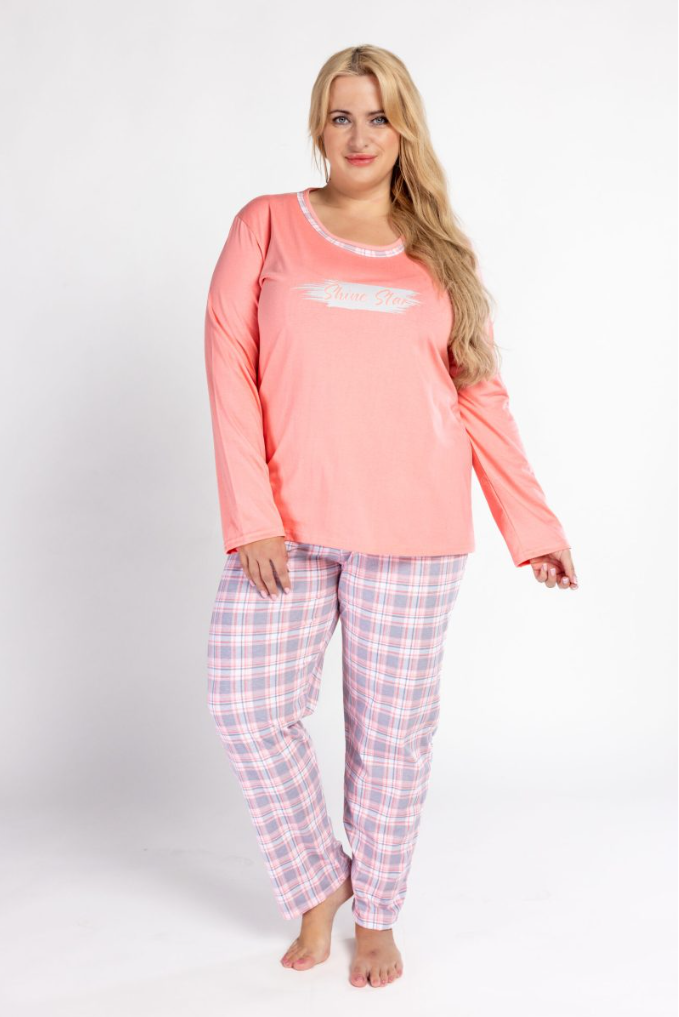 PIŻAMA DAMSKA K/P/0428 SHINE STAR RÓŻ 4XL-7XL