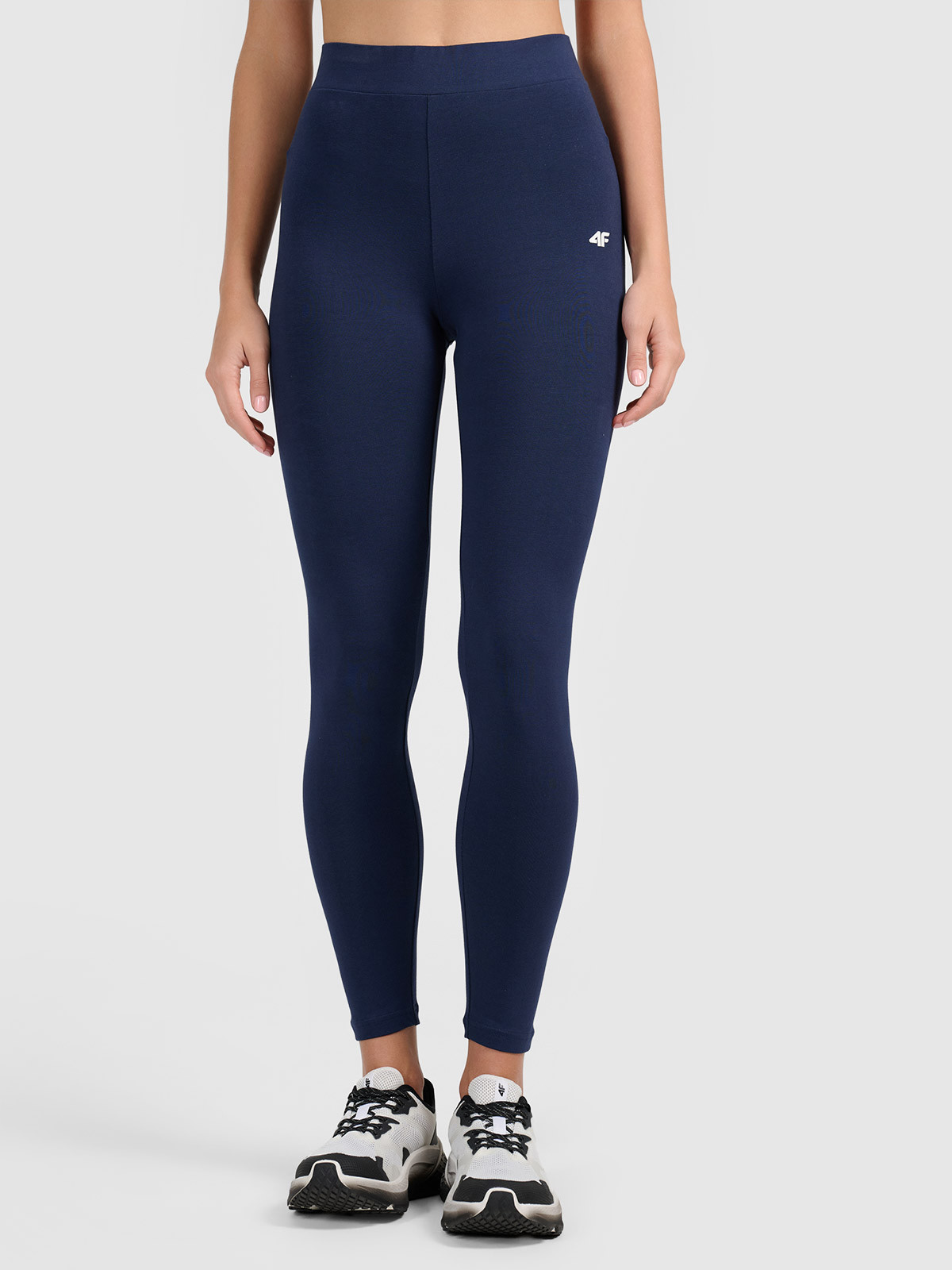 Legginsy treningowe bawełniane damskie granatowe 4F : Kolor - Granatowy, Rozmiar odzieży - 3XL