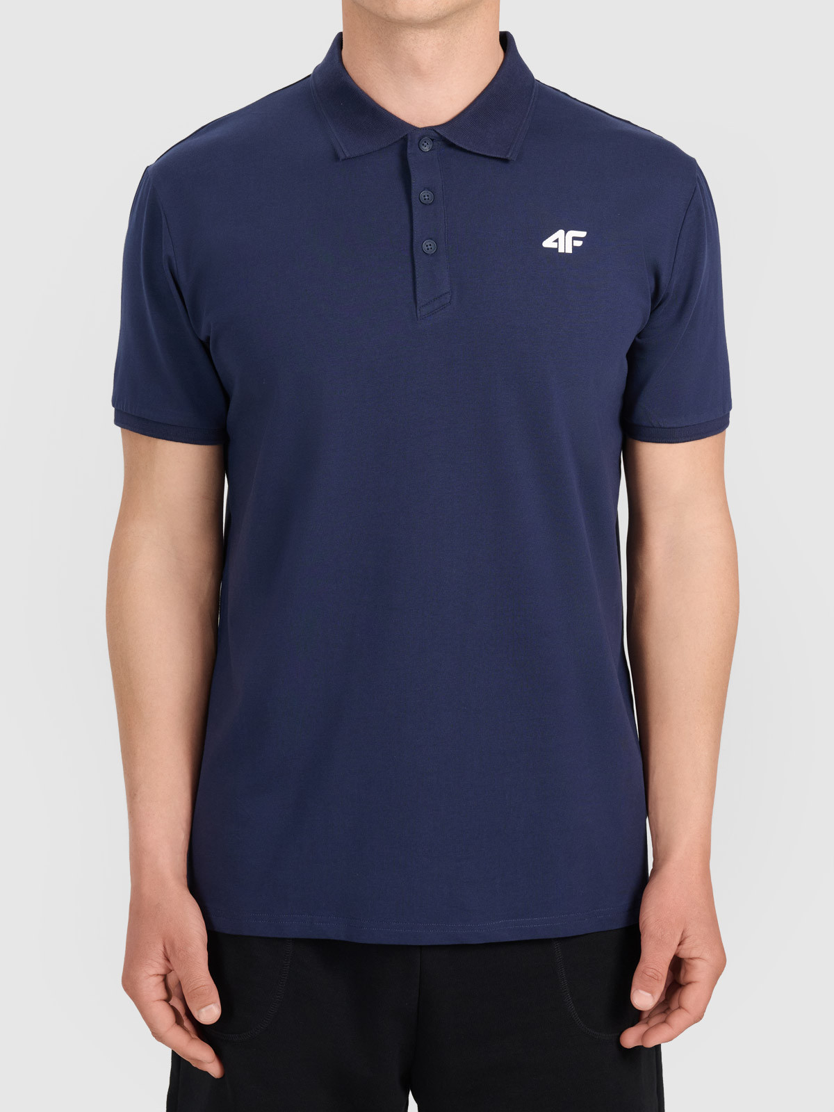 Koszulka t-shirt polo basic męski granatowy 4F : Kolor - Granatowy, Rozmiar odzieży - 2XL