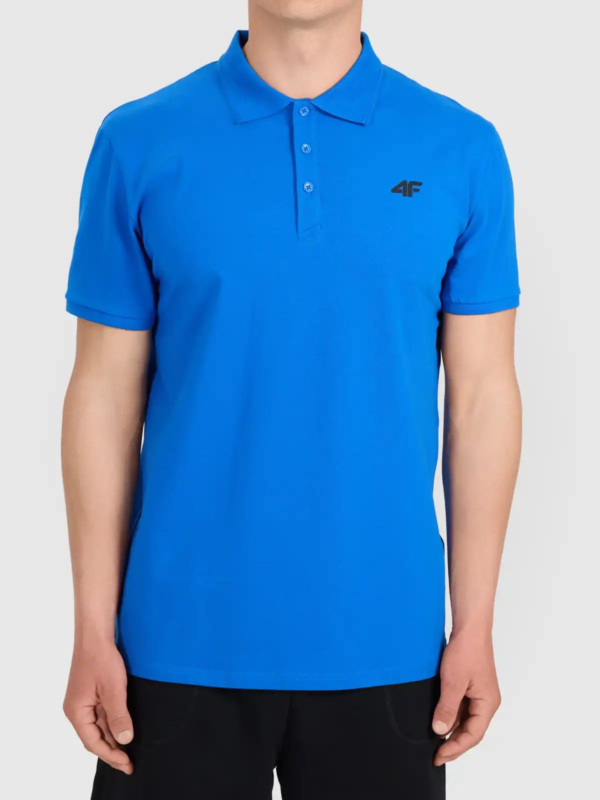 Koszulka t-shirt polo basic męski niebieski 4F : Kolor - Niebieski, Rozmiar odzieży - 2XL