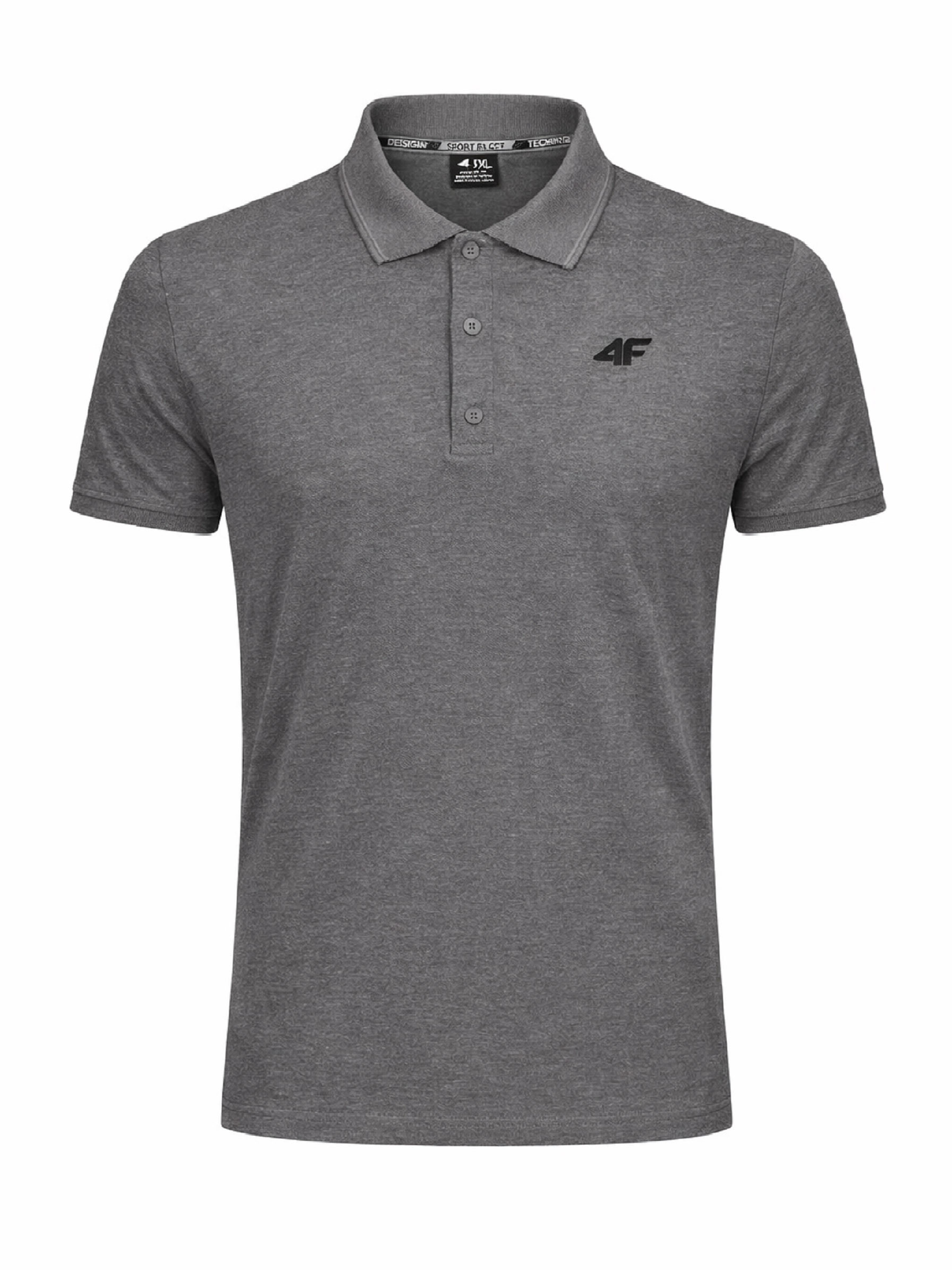 Koszulka t-shirt polo basic męski szary 4F : Kolor - Szary, Rozmiar odzieży - 2XL