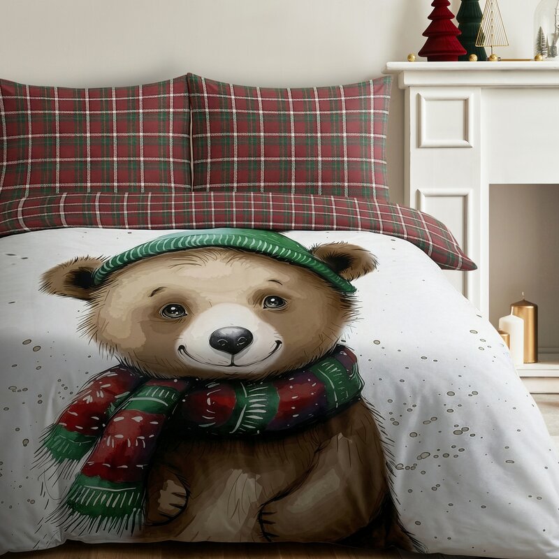 ŚWIĄTECZNY KOMPLET POŚCIELI CUDDLE 160 X 200 CM BRĄZOWY