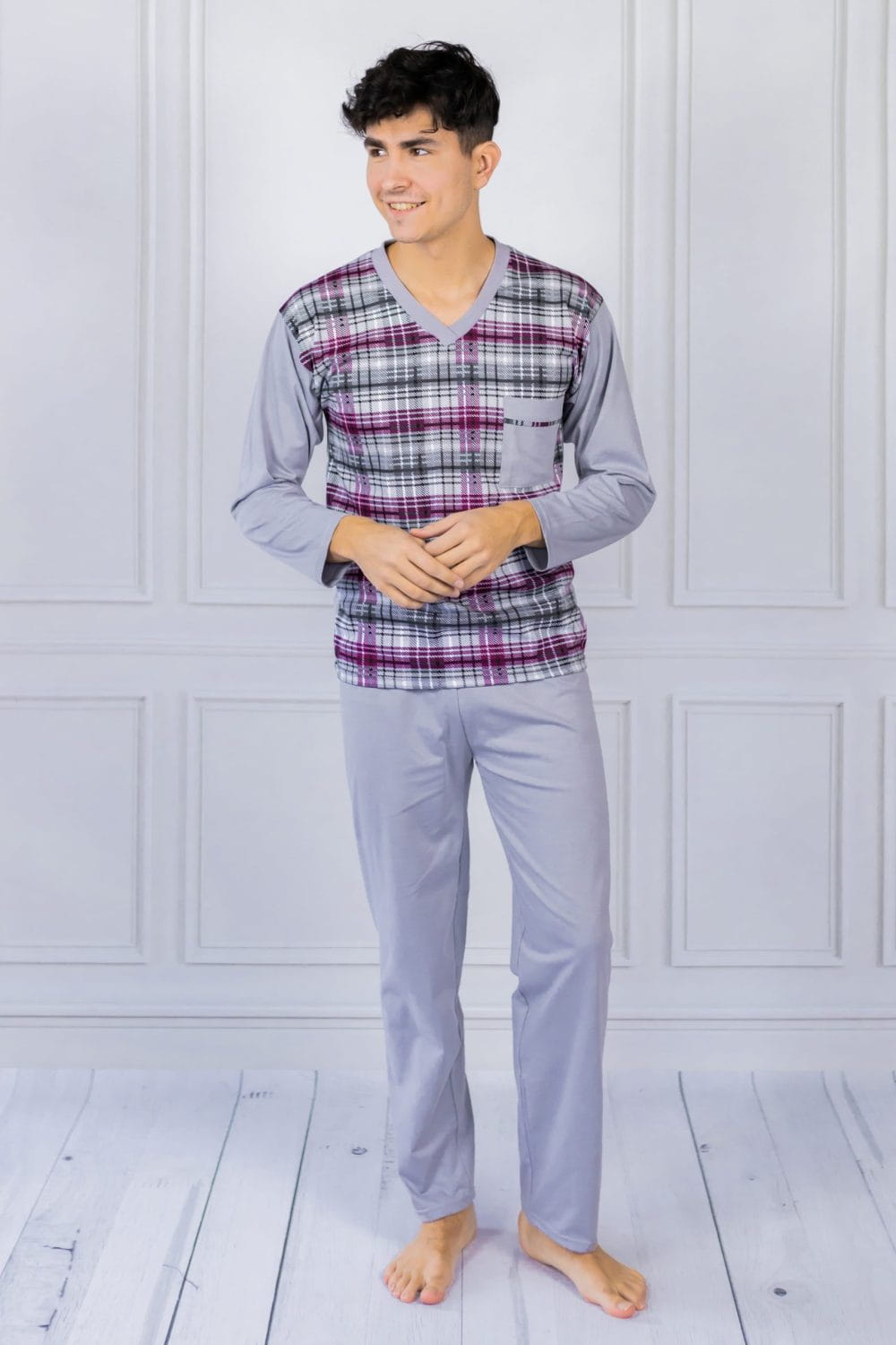 PIŻAMA MĘSKA DŻENTELMEN 204 SZARY 3XL176-5XL188