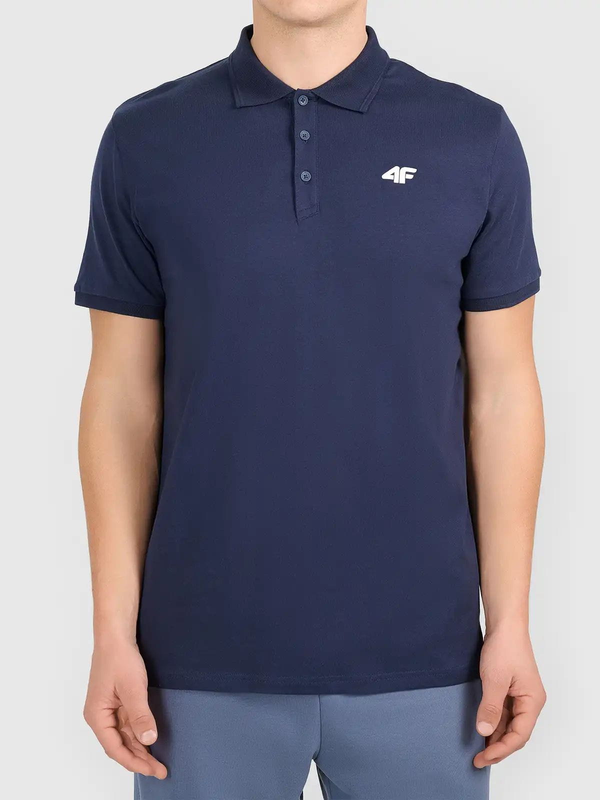 Koszulka t-shirt polo basic męski granatowy 4F : Kolor - Granatowy, Rozmiar odzieży - 4XL