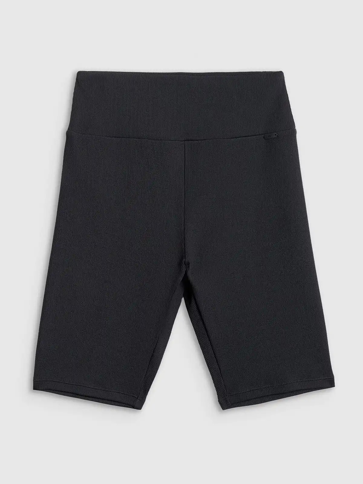 Legginsy krótkie damskie prążkowane czarne 4F : Kolor - Czarny, Rozmiar odzieży - L