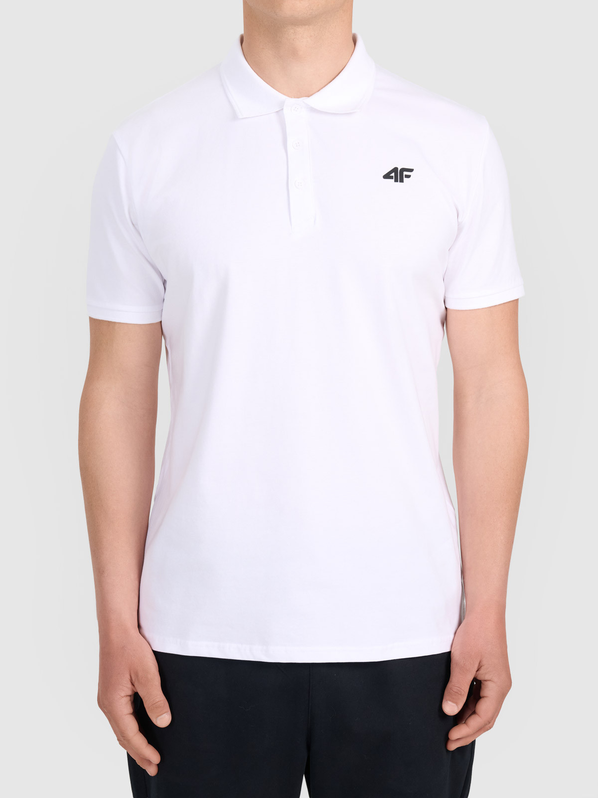 Koszulka t-shirt polo basic męski biały 4F : Kolor - Biały, Rozmiar odzieży - M