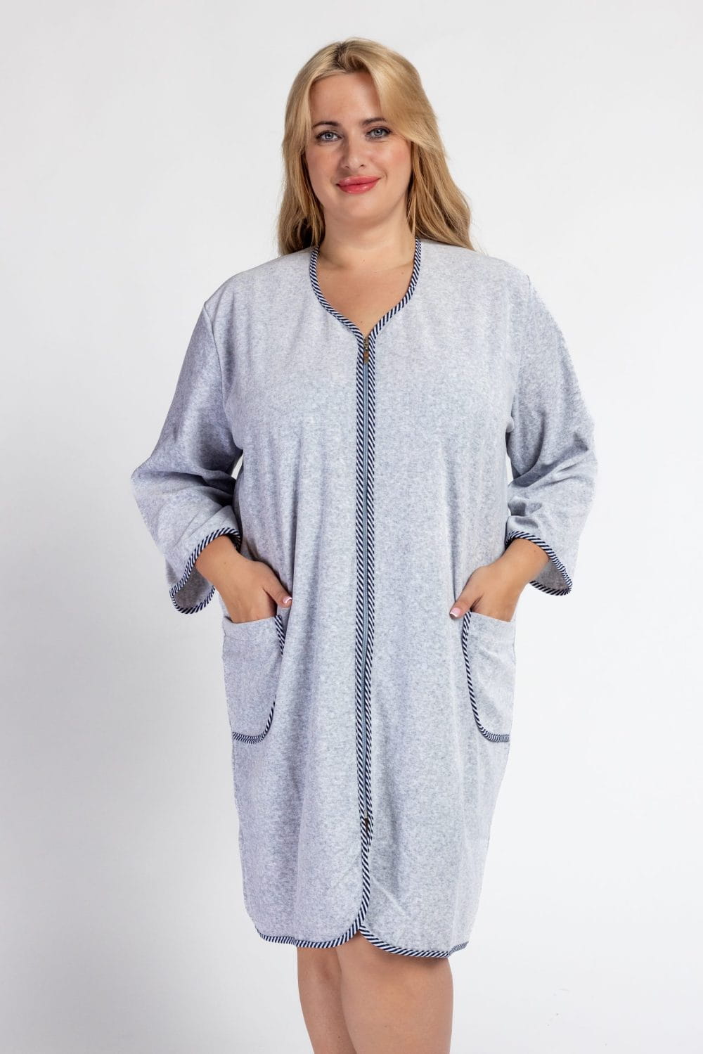 SZLAFROK PODOMKA WELUROWA SZARY MELANŻ KS0023 4XL-6XL