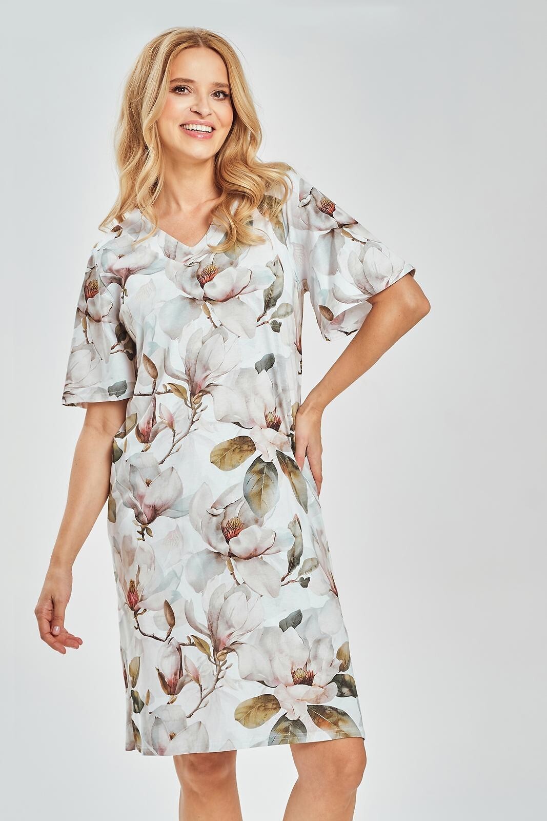 KOSZULA AFRODYTA 3534 KR (M / biały/kwiaty)
