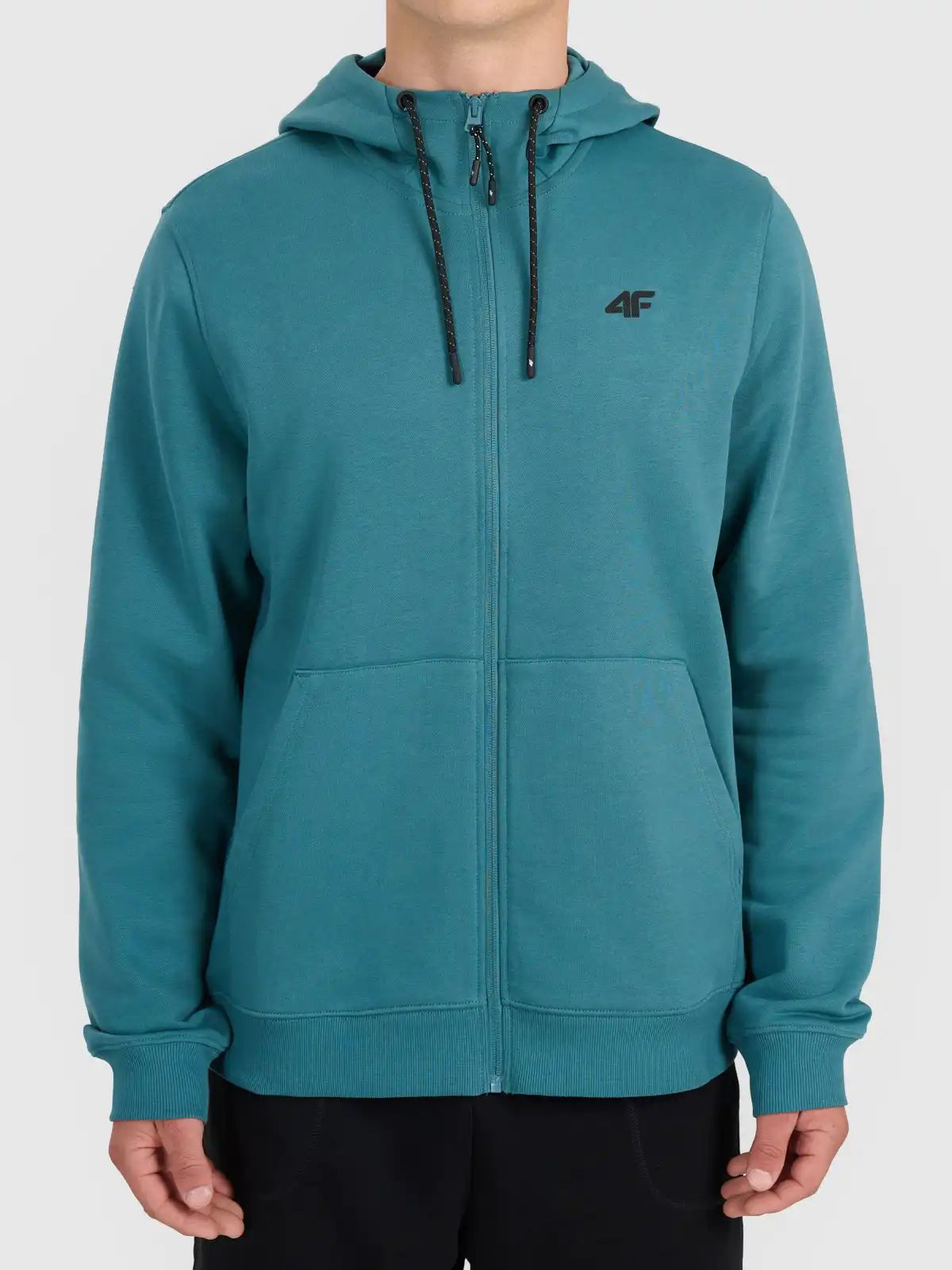 Bluza dresowa z kapturem rozpinana męska zielona 4F : Kolor - Zielony, Rozmiar odzieży - XL