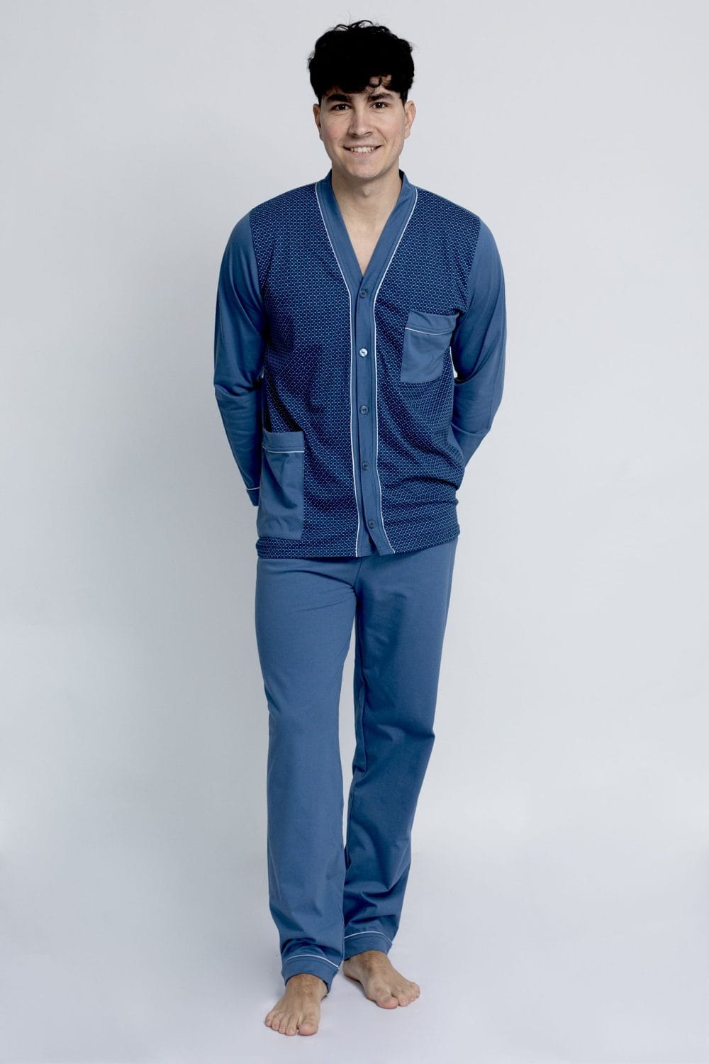 PIŻAMA MĘSKA ROZPINANA PLISA jeans (M- 8XL) 8XL188