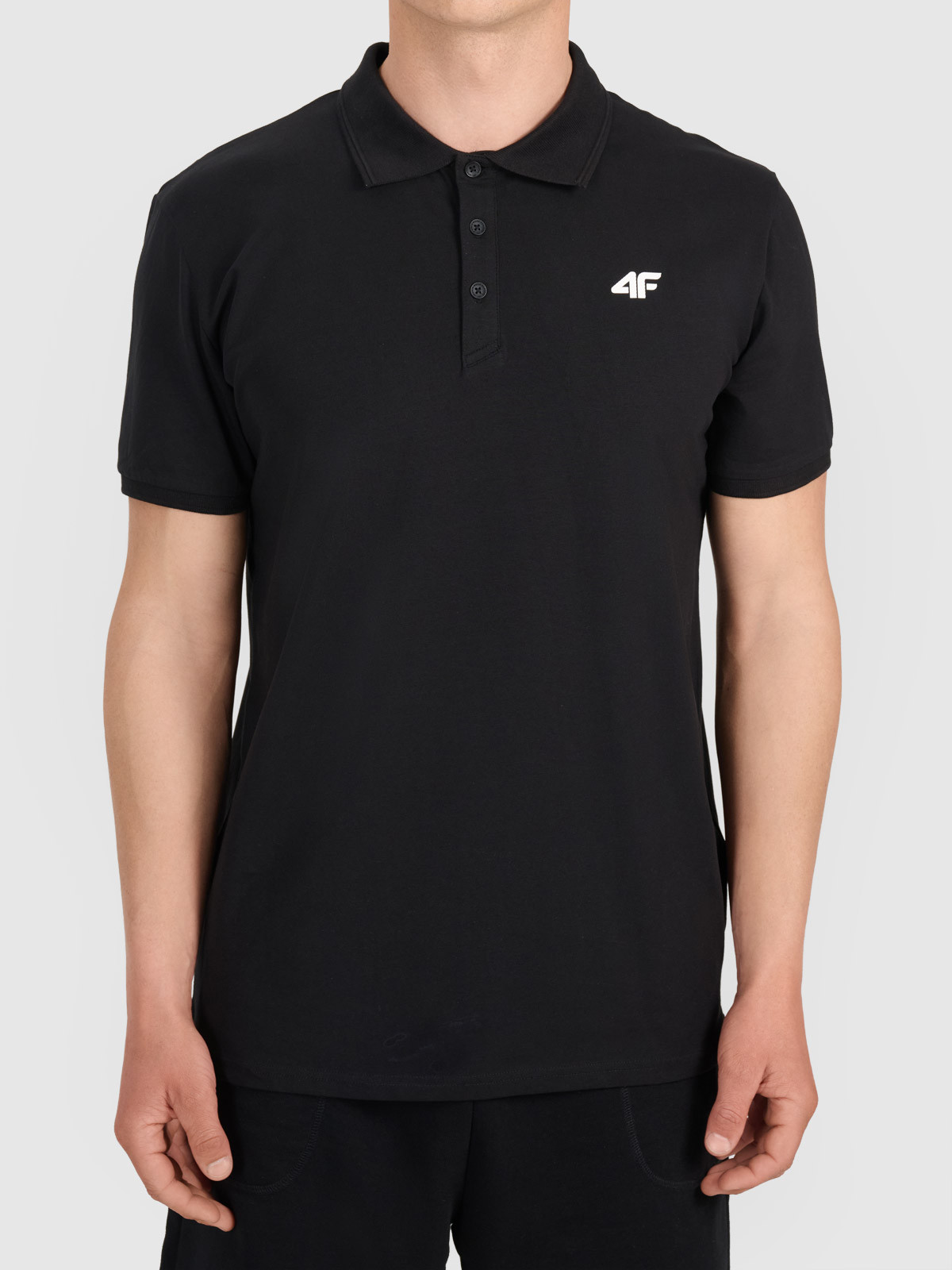 Koszulka t-shirt polo basic męski czarny 4F : Kolor - Czarny, Rozmiar odzieży - 2XL